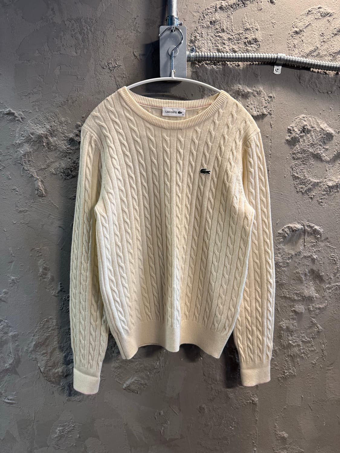 라코스테 LACOSTE 케이블 니트 울 스웨터 아이보리 36 상품이미지1