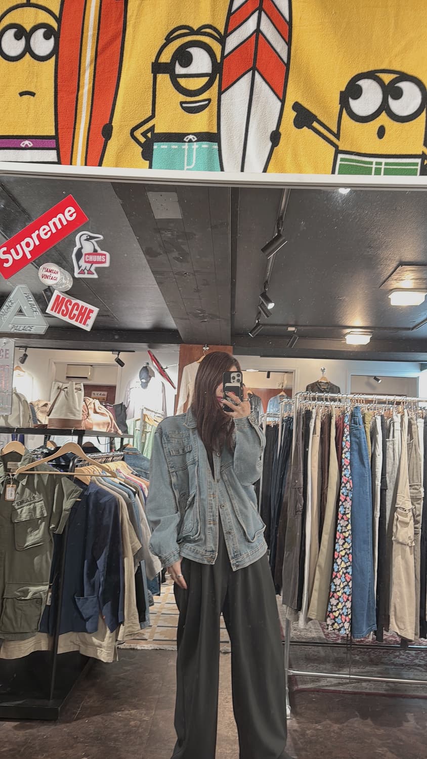 빈티지 멀티포켓 스티치 카고 오버핏 데님 청자켓 워크자켓 상품이미지6