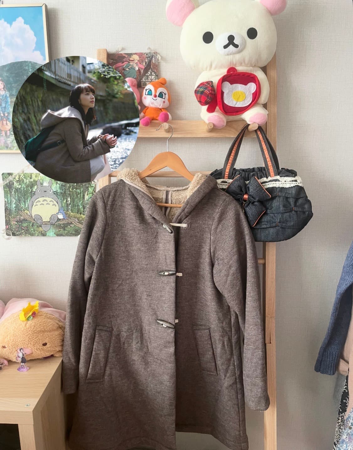 모리걸 빈티지 사만사모스 브라운 떡볶이 후드 코트 🤍🤎 상품이미지1