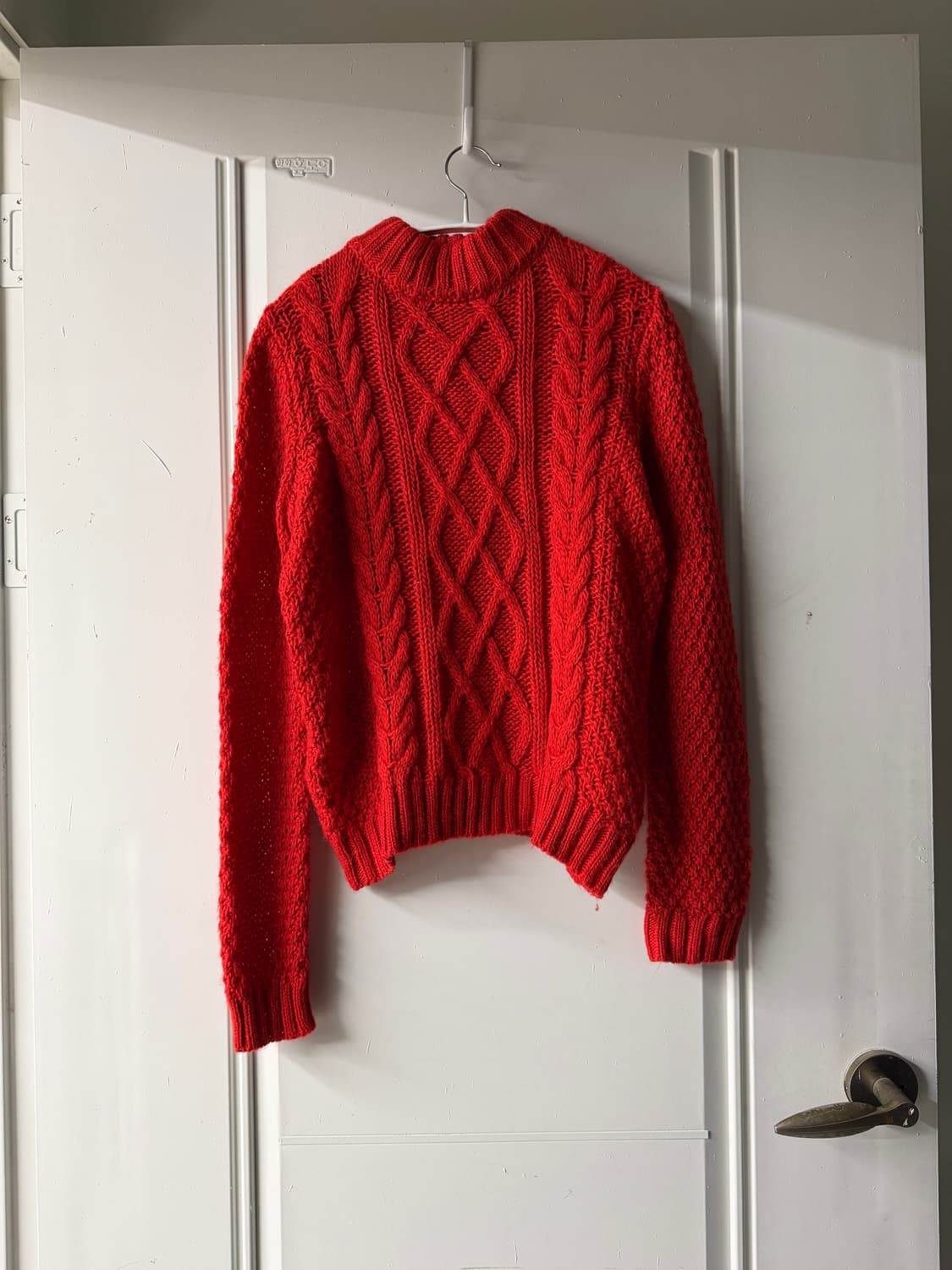 일본빈티지 울30 레드 케이블니트 상품이미지6