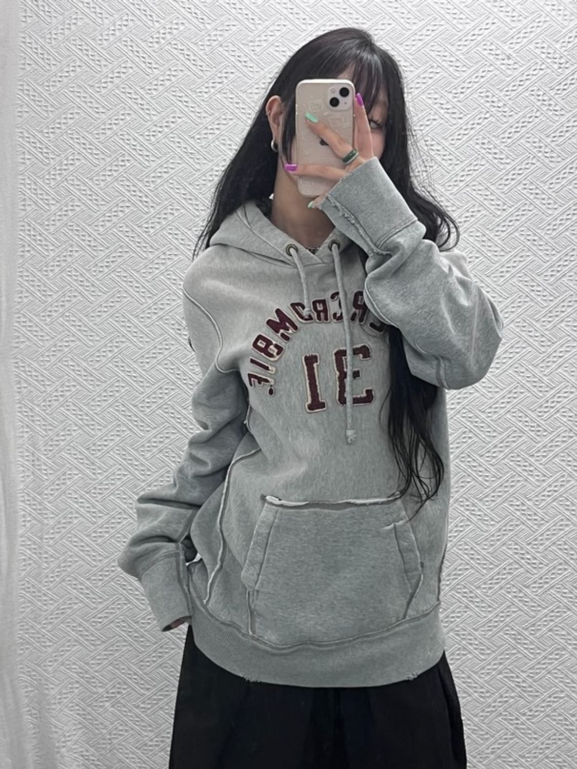 아베크롬비 Y2K 빈티지 오버핏 약기모 후드티 M C07327 상품이미지2