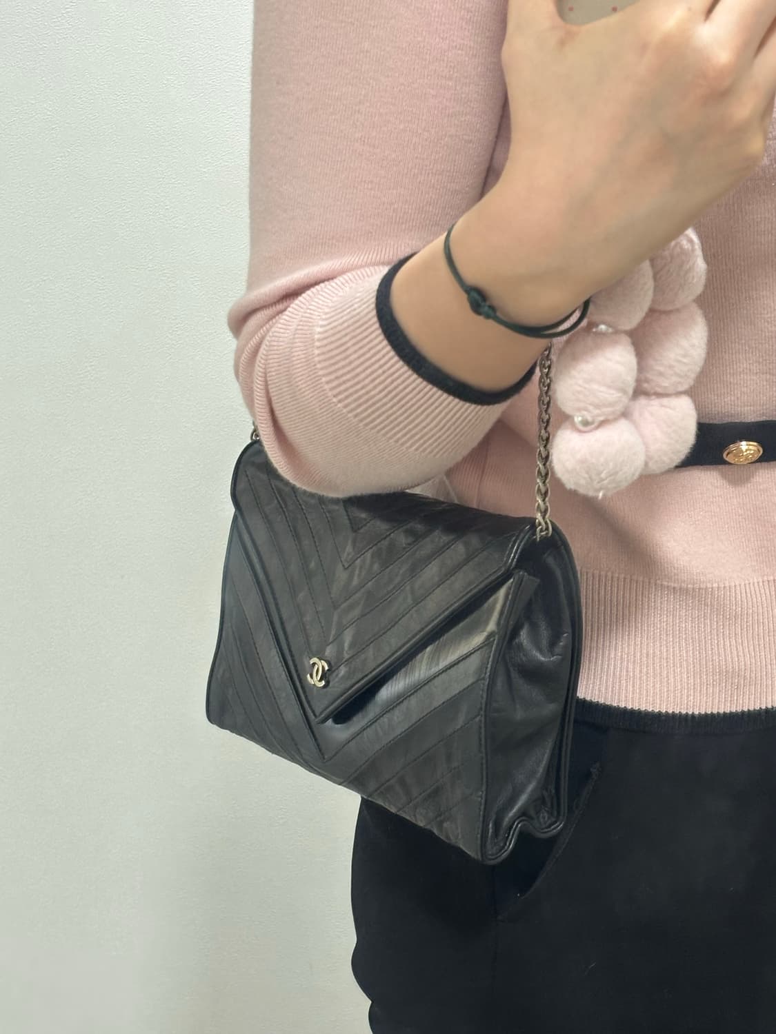 마지막가격) 정품 샤넬 빈티지 쉐브론 블랙 체인백 상품이미지1