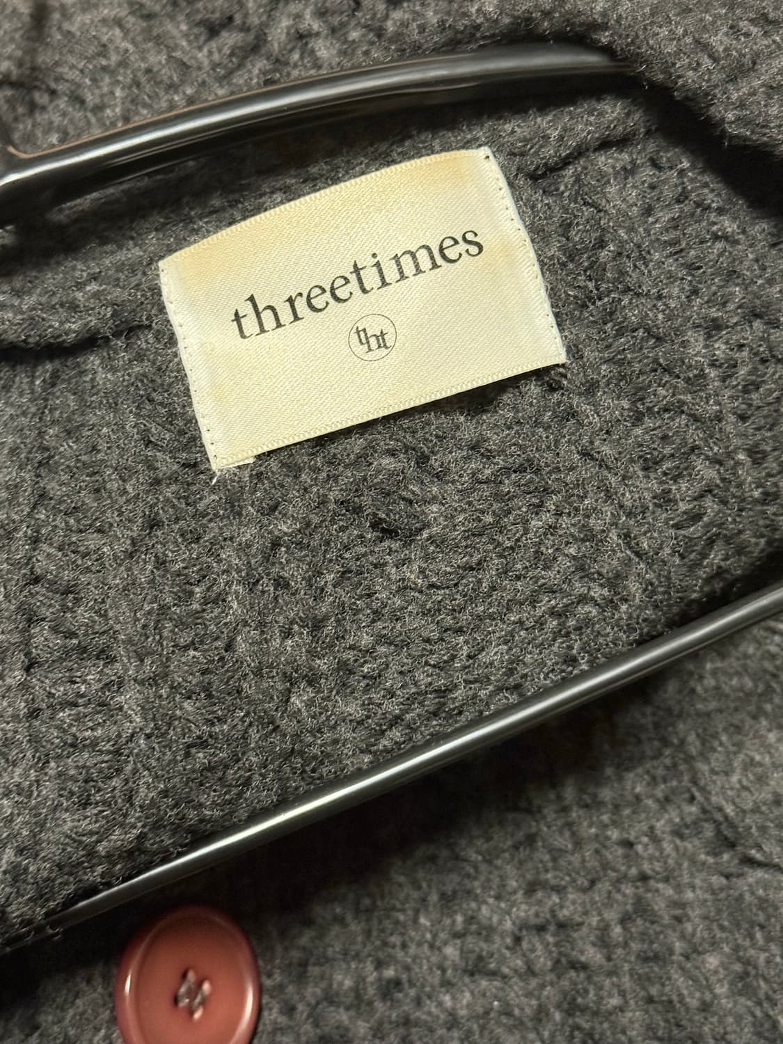 쓰리타임즈 케이블 울 가디건 차콜 상품이미지5