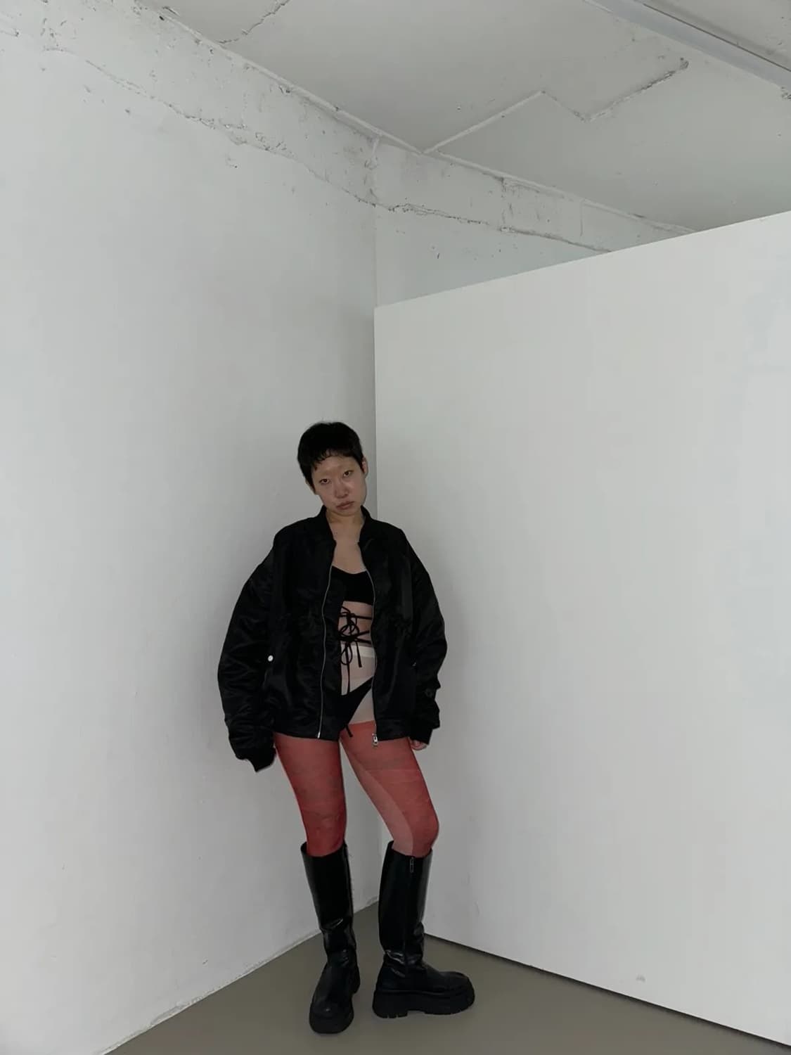 릿킴 블랙업 아워캐비넷  ma-1 셔링 항공 봄버 자켓 (미시착)(블랙) 상품이미지6