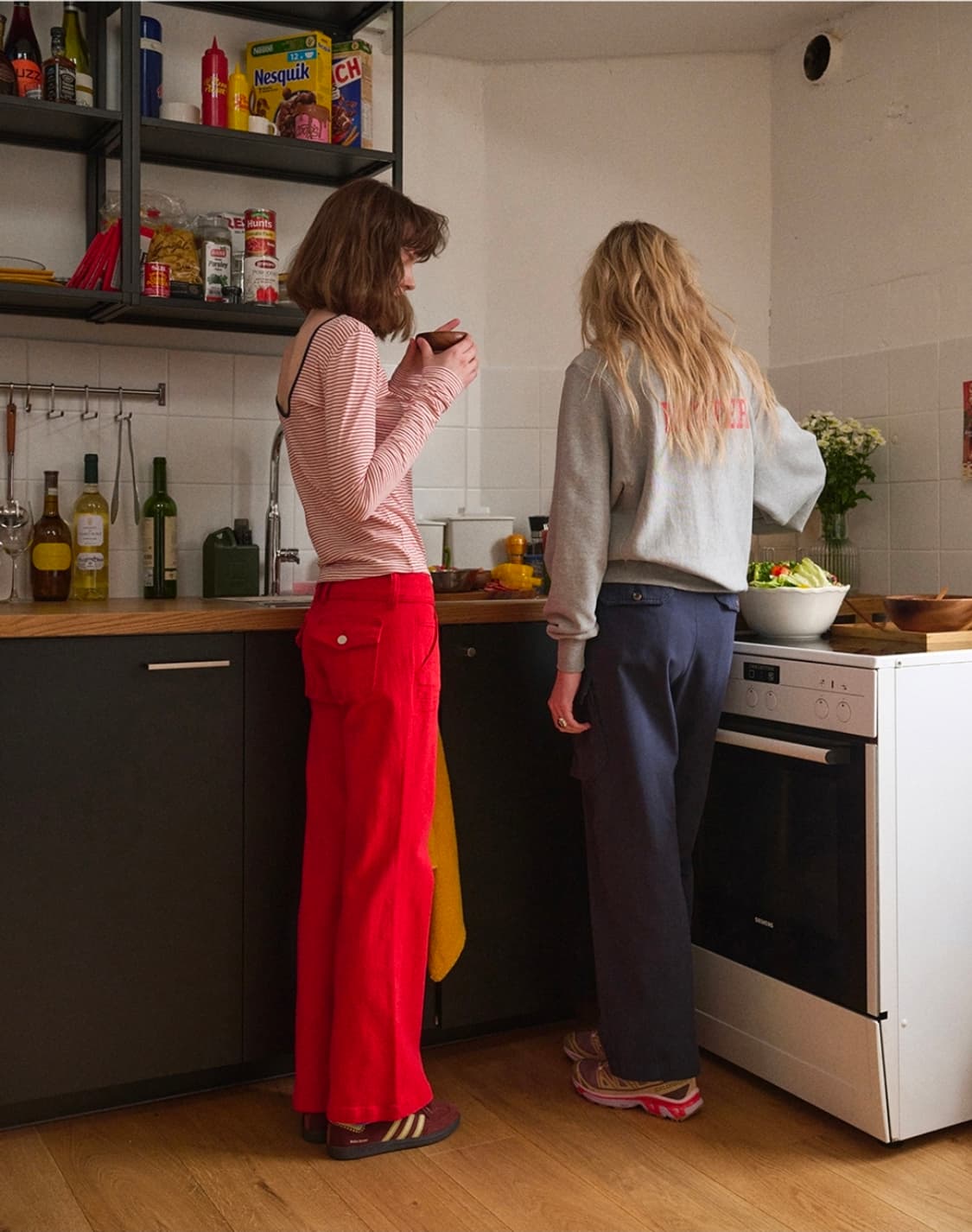 그린버터 구미 부츠컷 팬츠 L 레드 상품이미지2