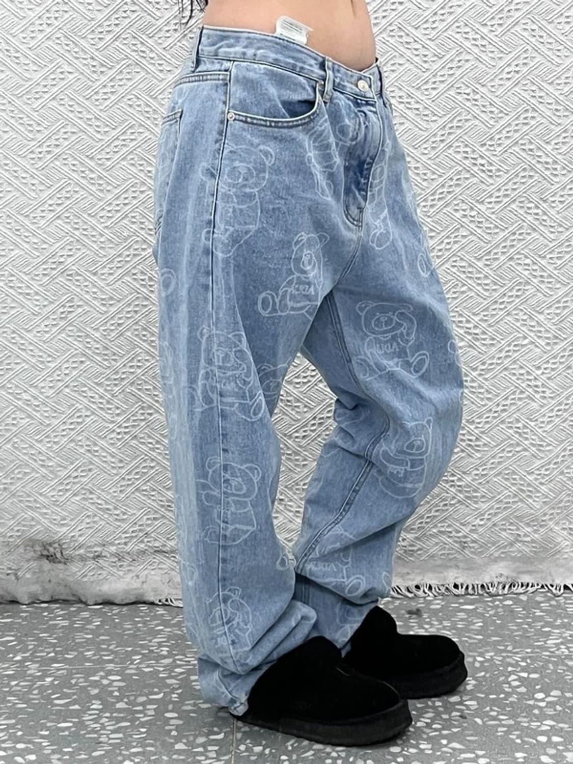 아크메드라비 빈티지 펑크 키치 베어패턴 연청 데님팬츠 3 C10365 상품이미지2