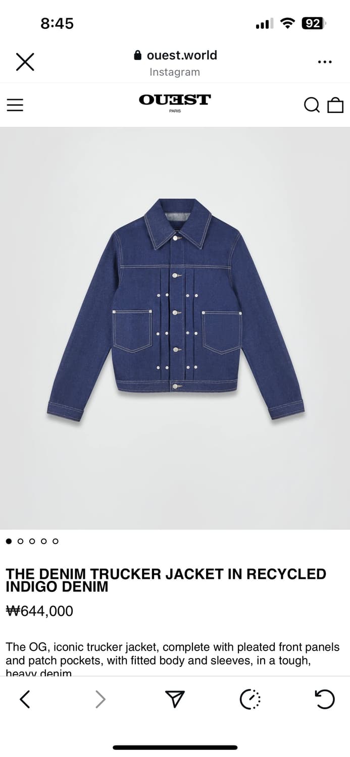 [ Ouest ] THE DENIM JACKET INDIGO 상품이미지3