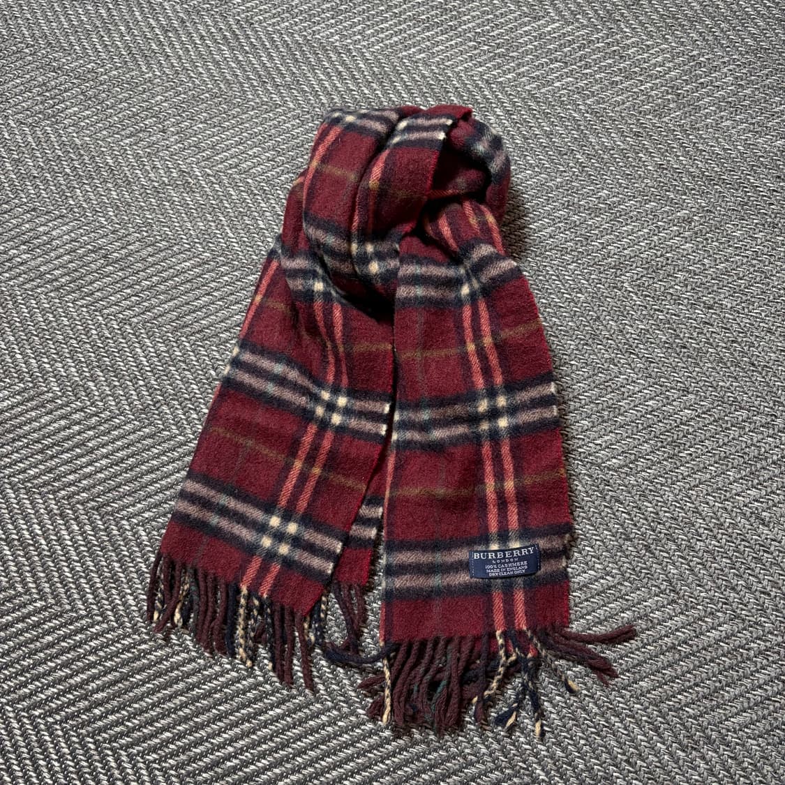 버버리 캐시미어 머플러 버건디 체크 상품이미지2