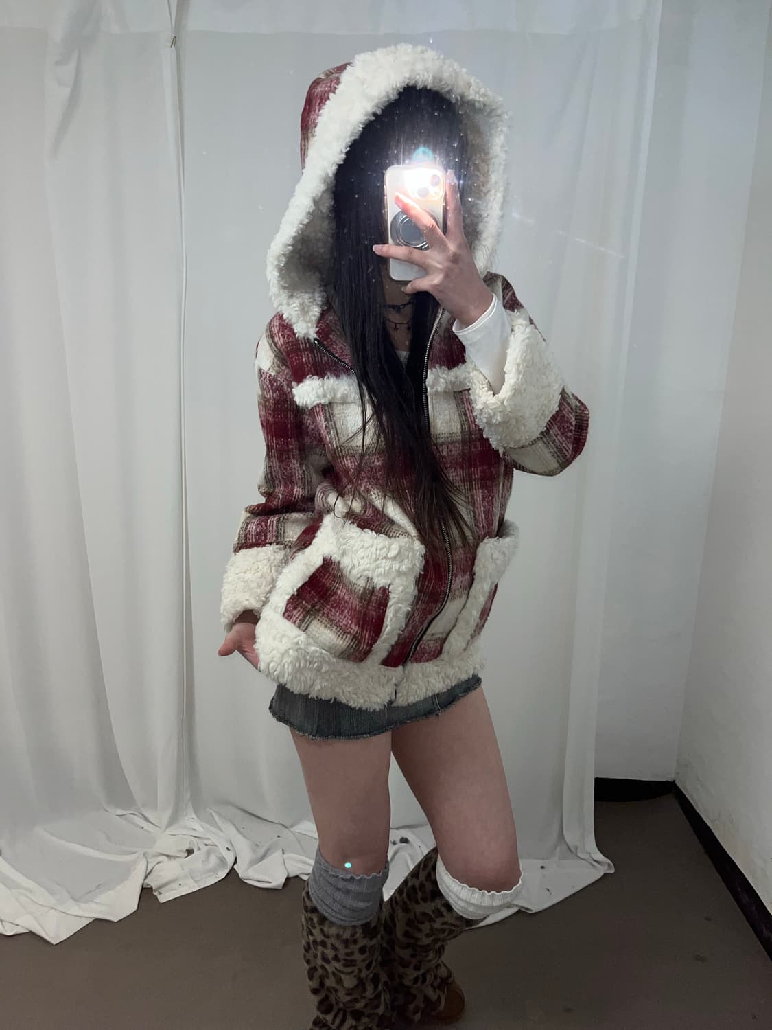 캐캐체st 후드 타탄체크 코트  상품이미지7