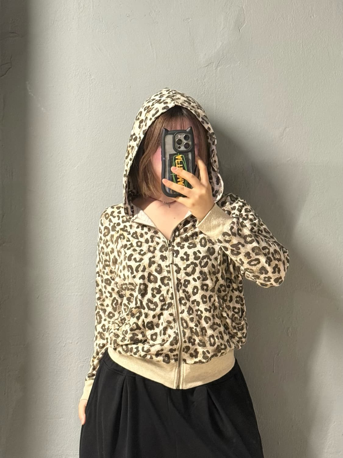 leopard pattern pocket hood zip-up  상품이미지1