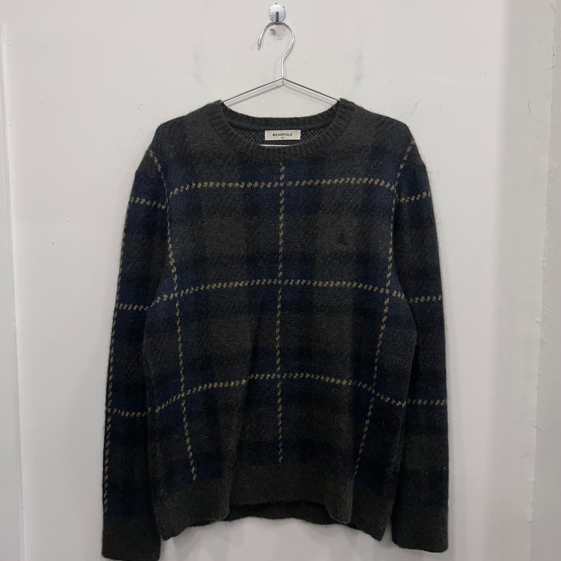 빈폴 이탈리안 얀 알파카 블랜드 체크 부클 니트 상품이미지2