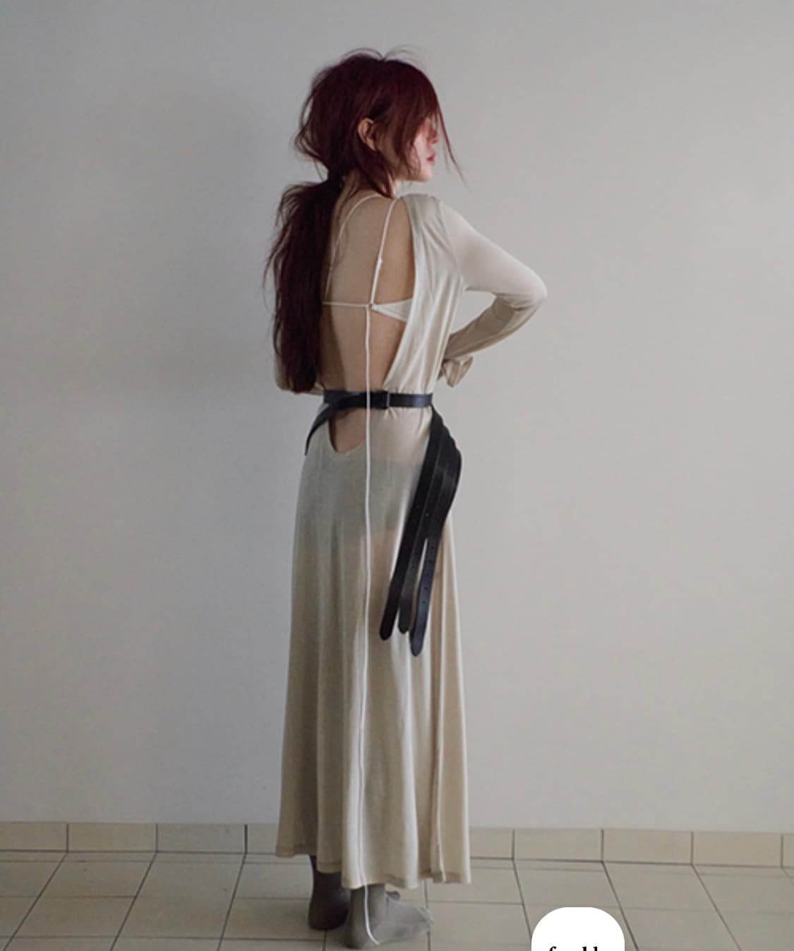 프레클 backless sheer maxi dress 베이지 상품이미지1