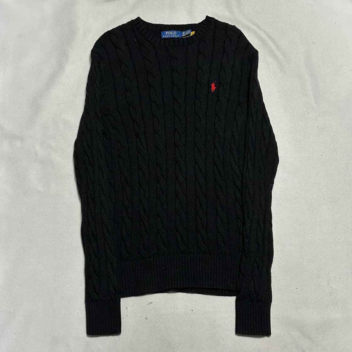XS 폴로랄프로렌 레드 포니 블랙 케이블 니트 상품이미지2