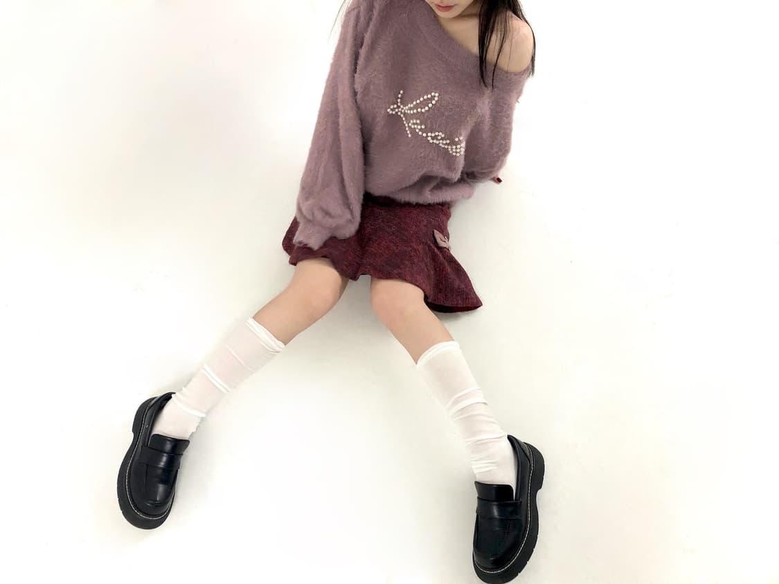 Pearl Accent Angora Pink Knit 상품이미지2