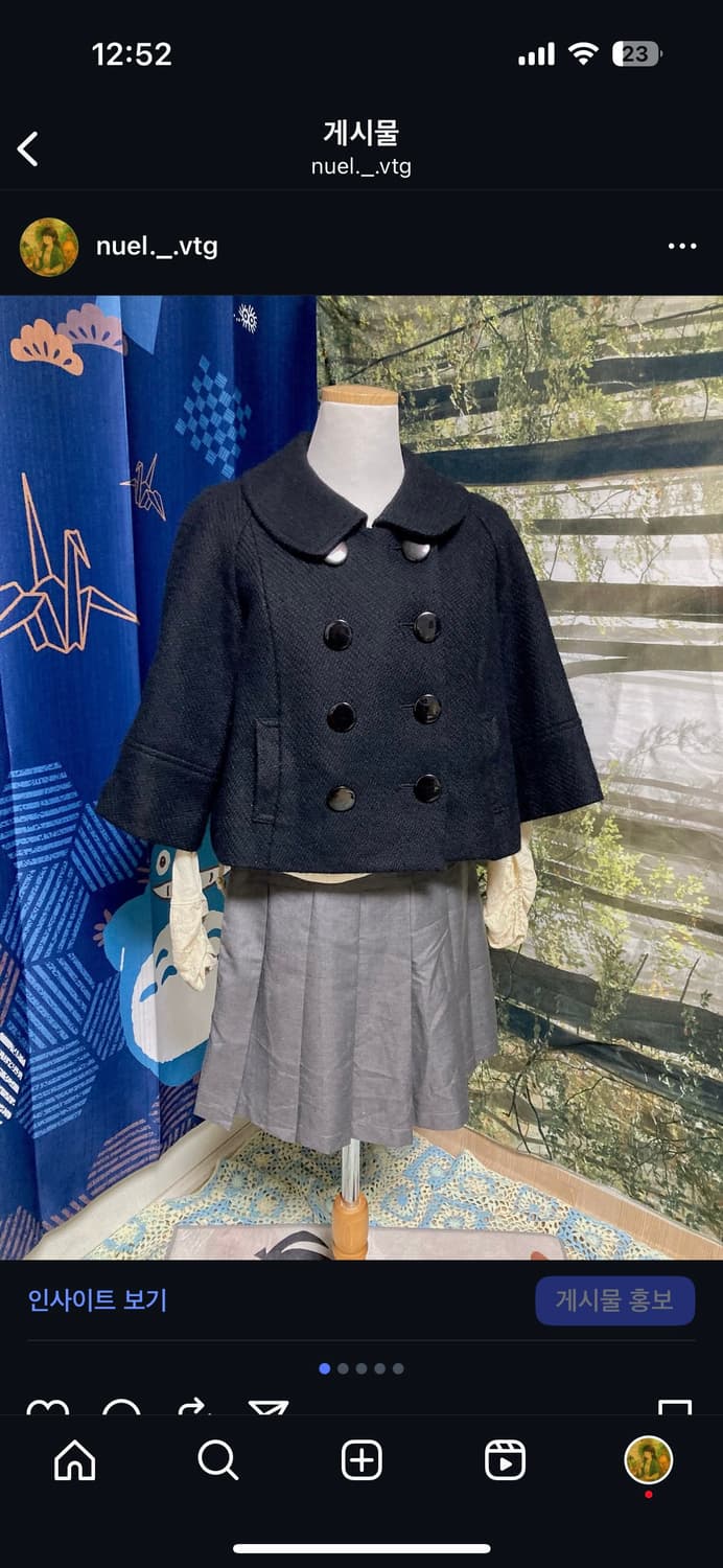 빈티지 둥근 카라 더블 사콰코 코트 상품이미지1