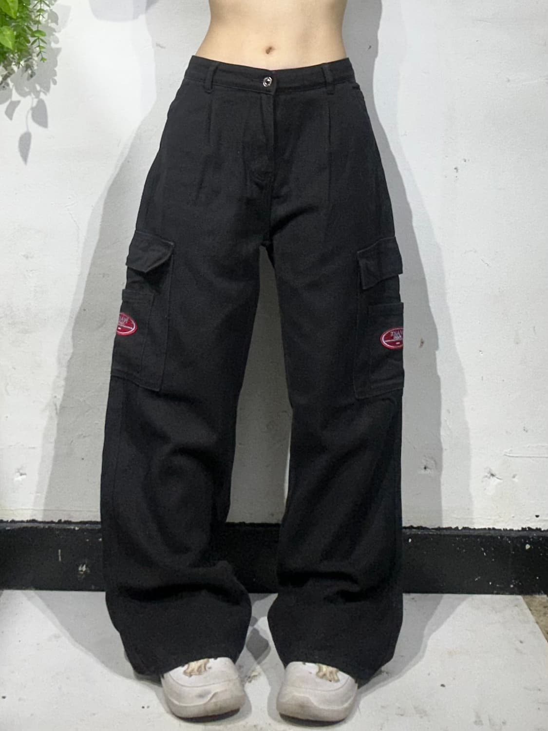 빈티지 Wake 흑청 와이드 카고 데님 팬츠 상품이미지2