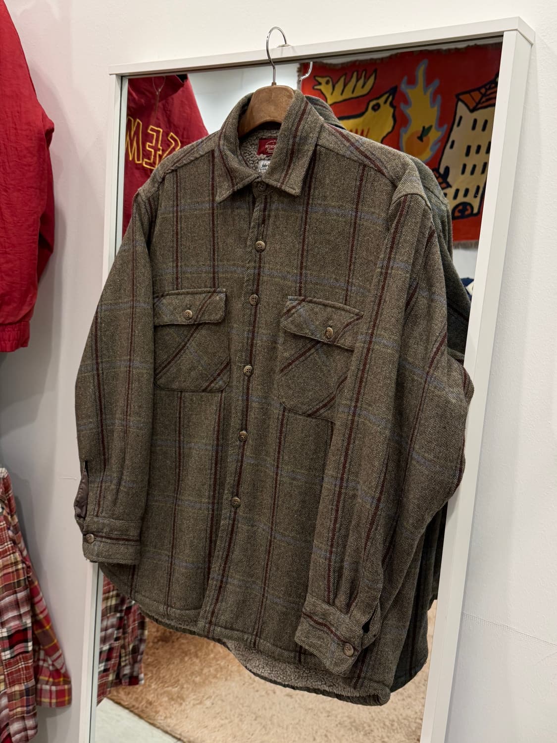 Vtg 빈티지 쉐르파 울 체크 셔츠 (Fabric by Italy) 상품이미지1