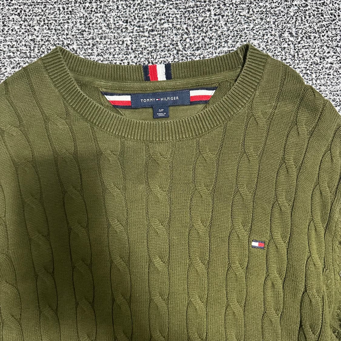 (S) 타미힐피거 케이블 니트 올리브 상품이미지2