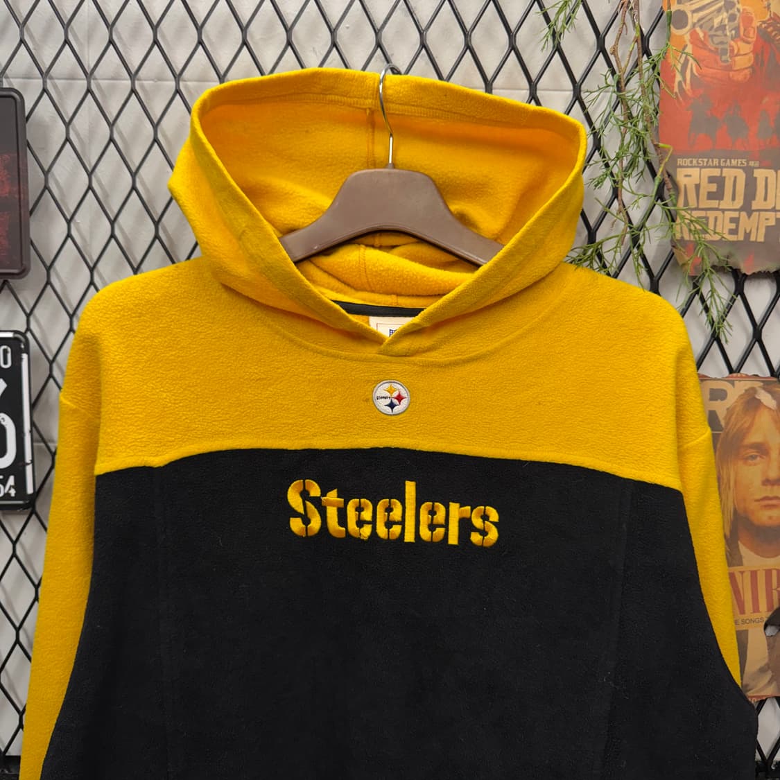 00s NFL X STEELERS 플리스 후드 옐로우 블랙 상품이미지3