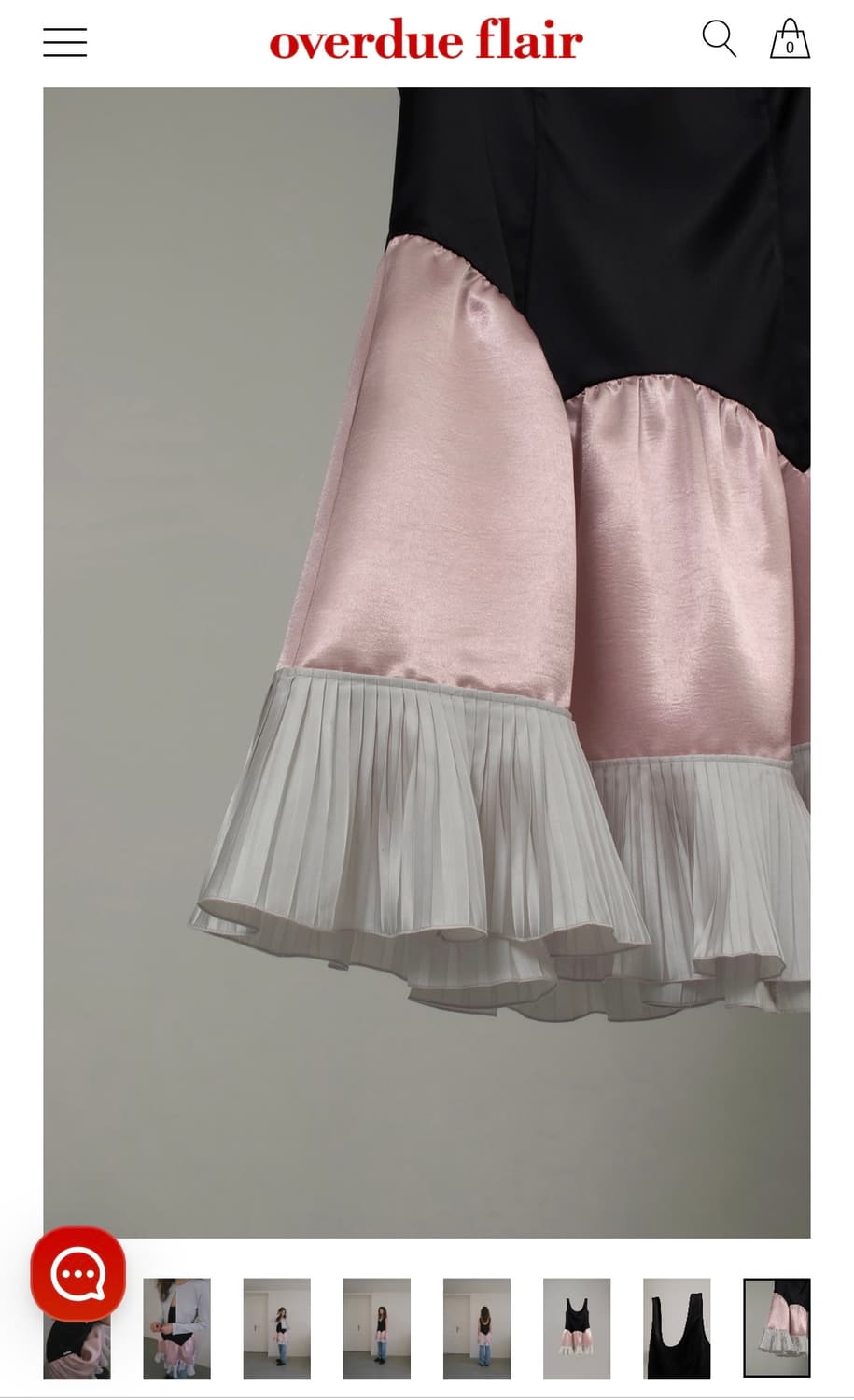 오버듀플레어 블랙/핑크 실크 프릴 드레스 상품이미지7