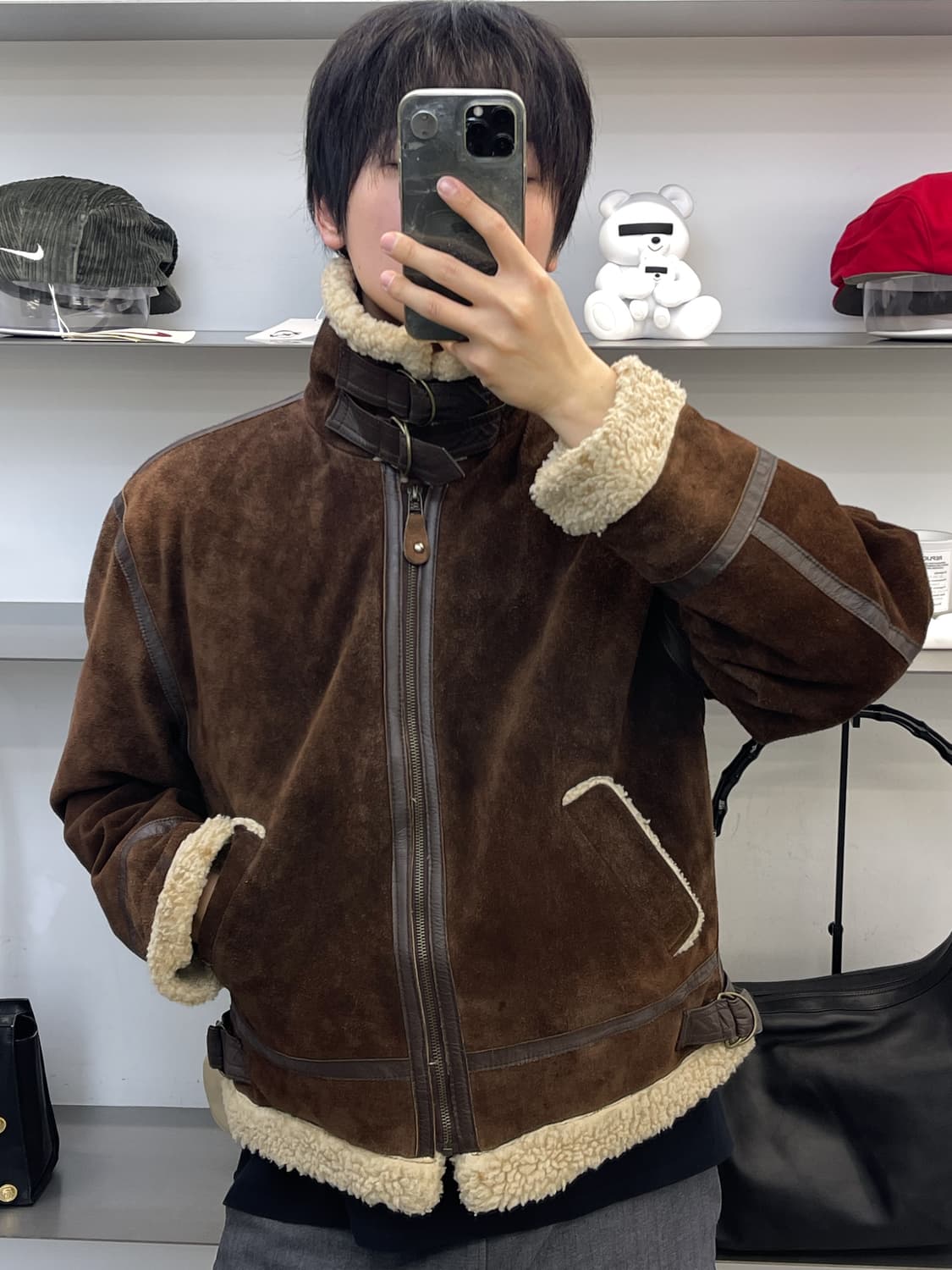 N.stage 90s U.S.A.F B-3 스웨이드 무톤 자켓 상품이미지1