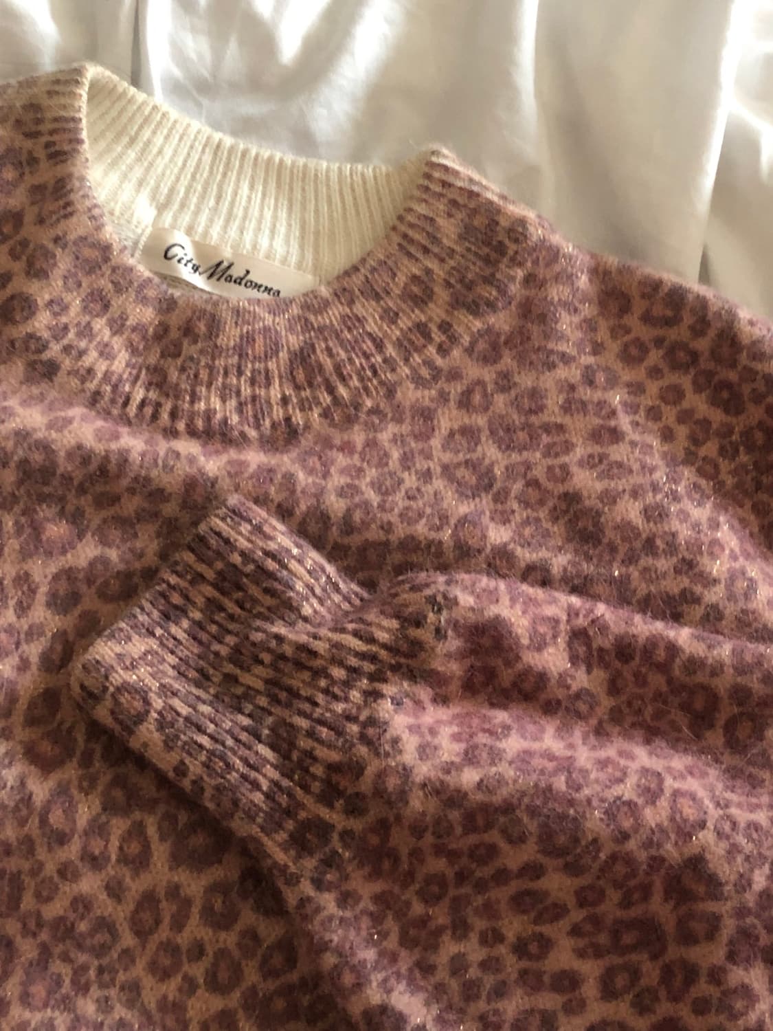 핑크 레오파드 울 니트 상품이미지1