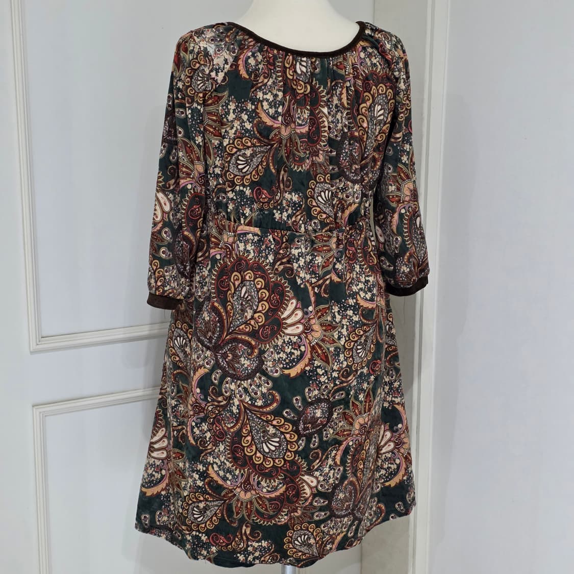 일본빈티지)mouth 레트로 모리걸 페이즐리 오리엔달 보헤미안벨벳원피스 상품이미지3