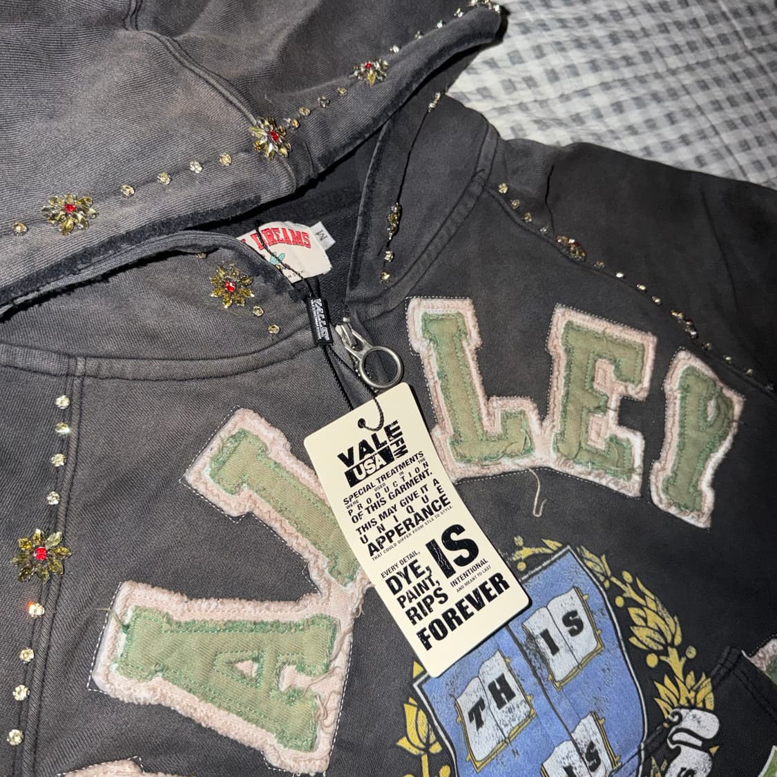 (M) Vale forever GEM ZIP UP 후드집업 블랙 상품이미지5