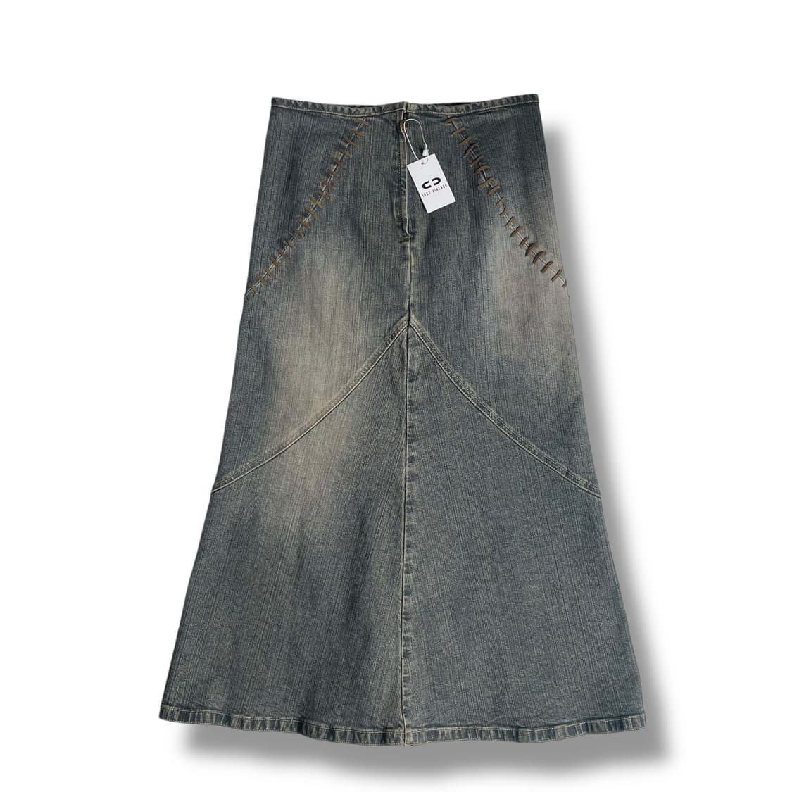 Ozoc 레더 끈 데님 스커트 상품이미지5