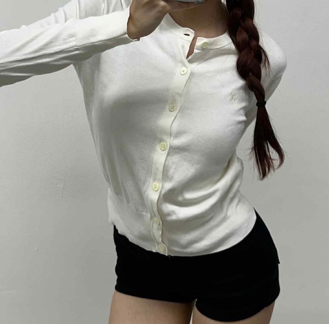 폴로 랄프로렌 아이보리 피마코튼 걸즈 가디건 상품이미지1