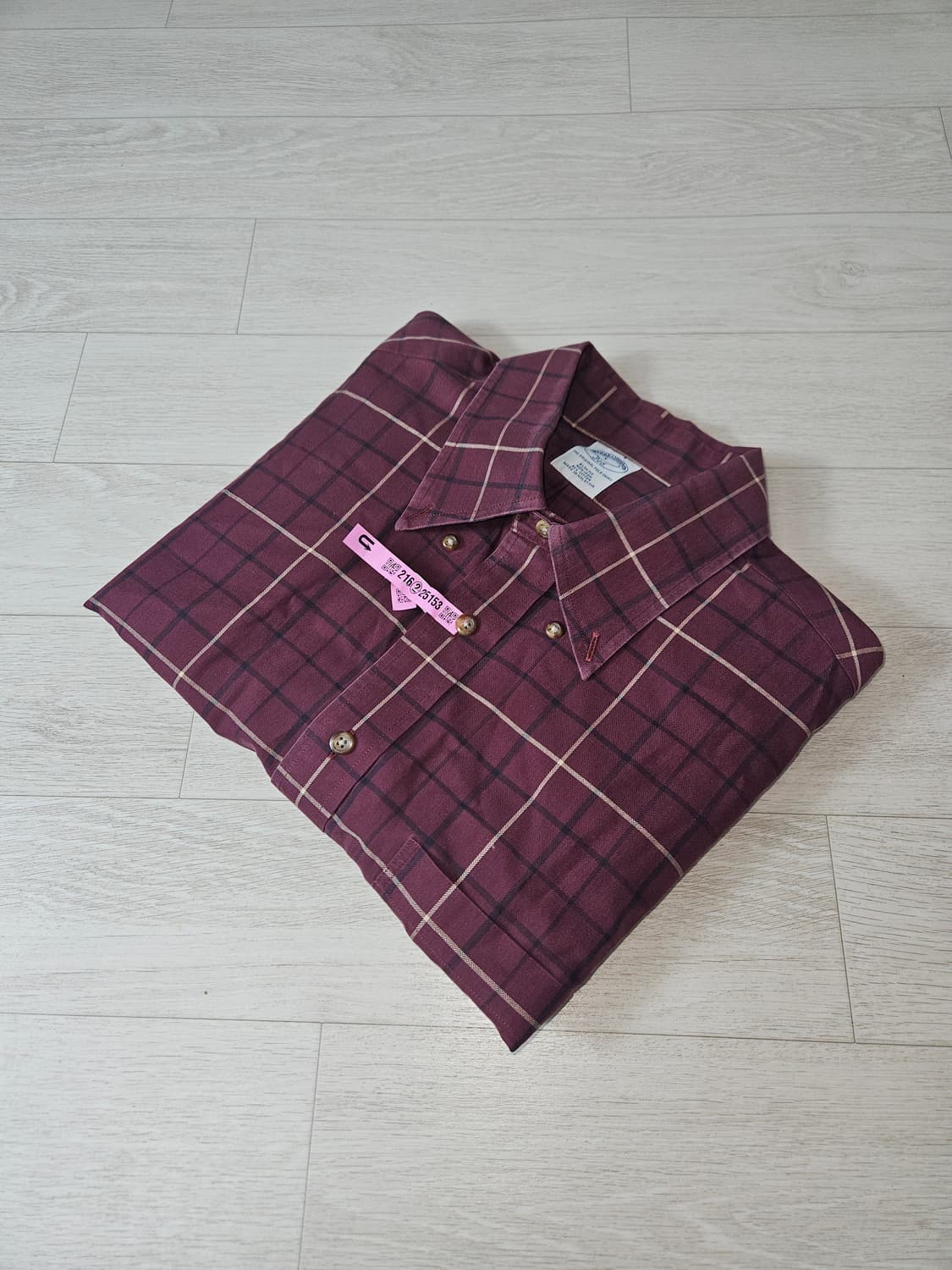 브룩스브라더스 오리지널 플란넬 체크 셔츠 와인 클래식 USA L 상품이미지1