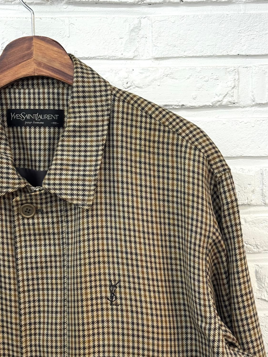 입생로랑 뿌르옴므 브라운 체크 모 블루종 상품이미지4