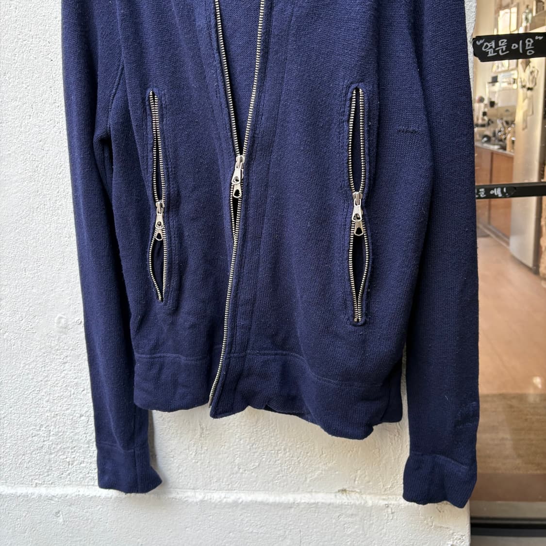 씨피컴퍼니 네이비 울 고글 후디 집업 자켓 상품이미지3