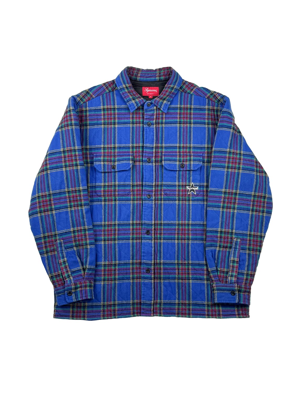 슈프림 퀼티드 플래드 플란넬 셔츠 더스티 로얄 상품이미지1