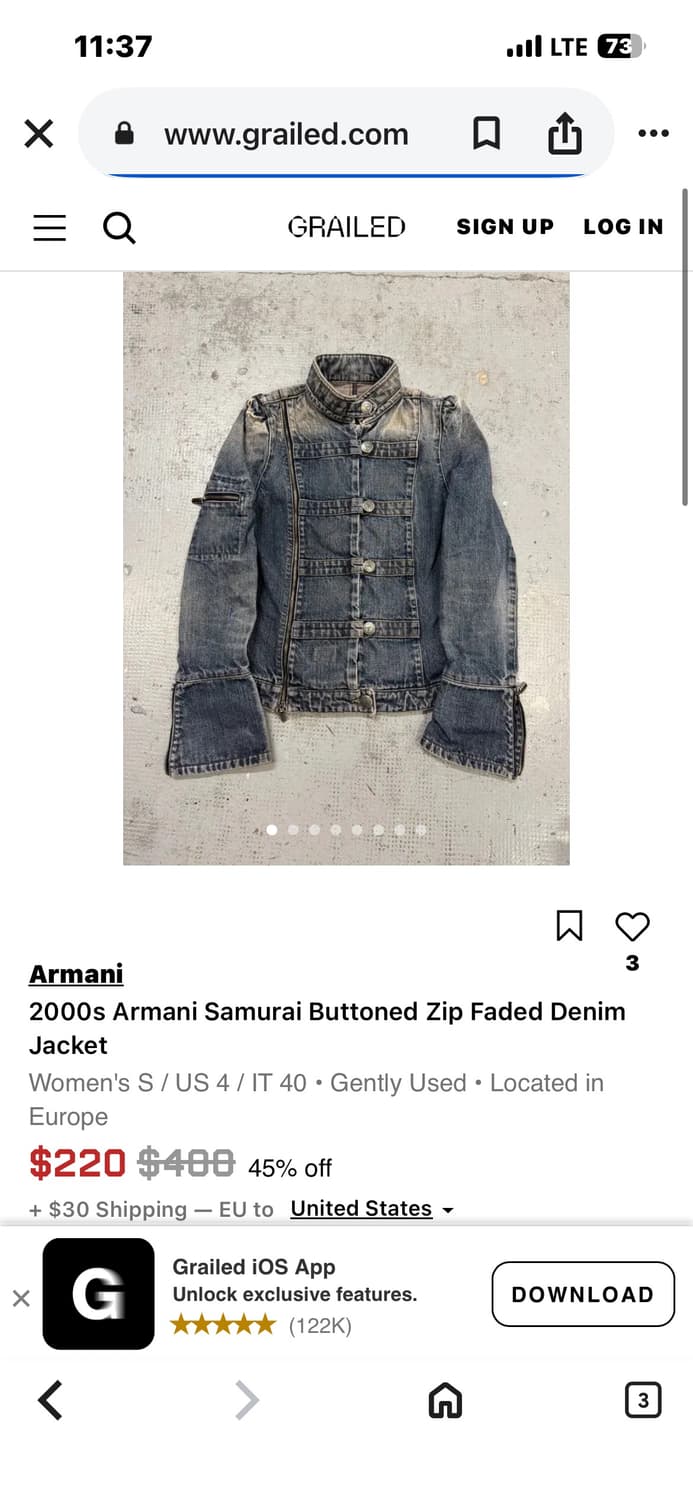 00s 아르마니 진스 사무라이 데님 자켓 아카이브 상품이미지7