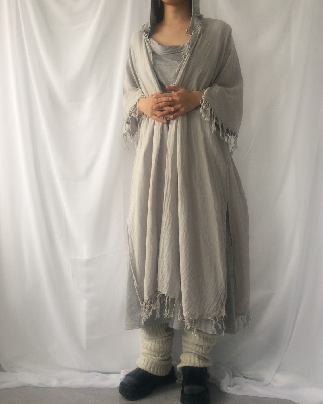 Fringe open long cardigan 상품이미지5