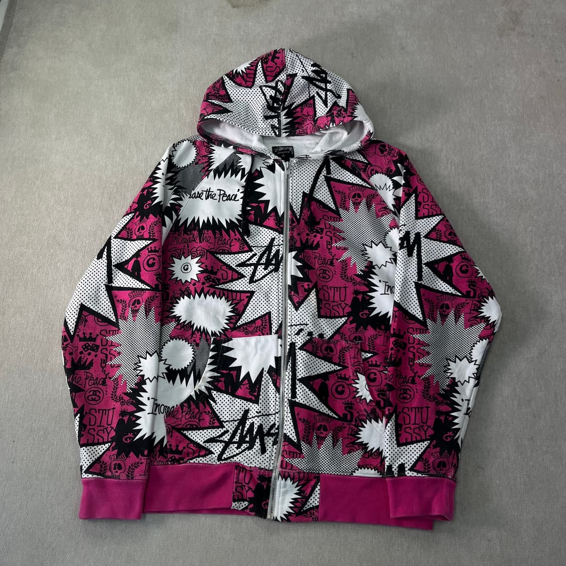 100 스투시 올드스쿨 90s 카툰 그래픽 후드집업 상품이미지1