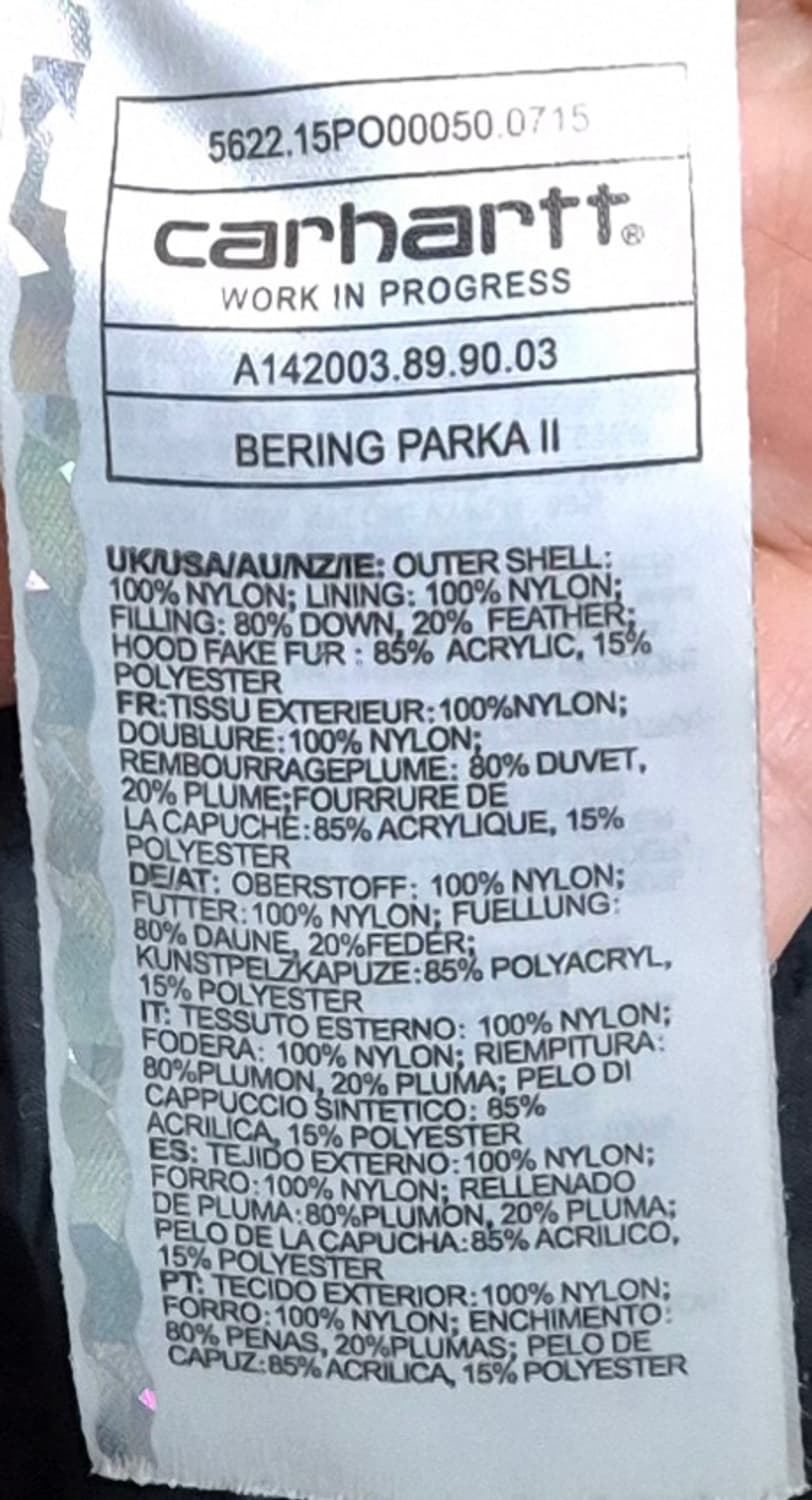 S ) 칼하트 wip 블랙 베링 파카2 덕다운 오리털패딩 상품이미지4