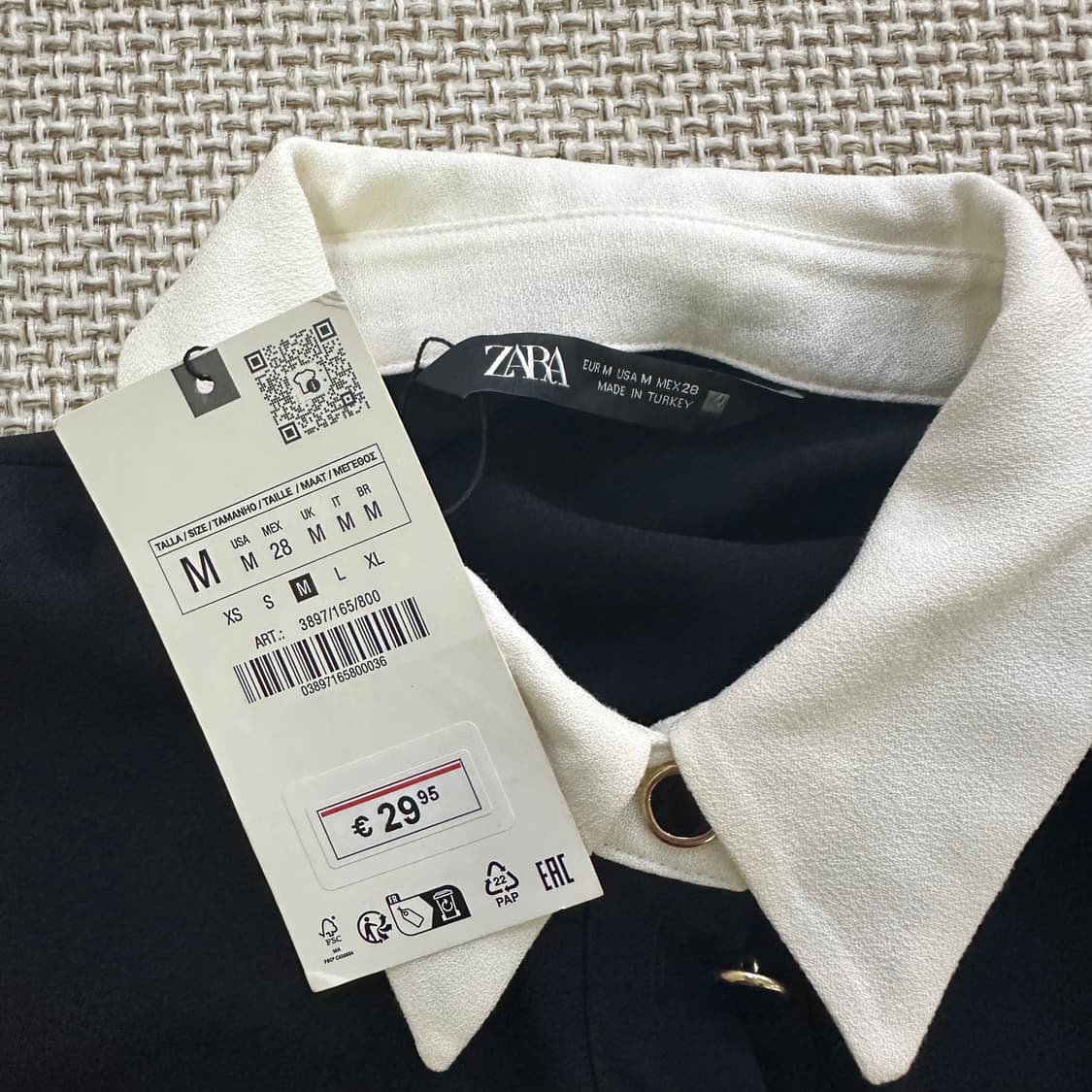 M 새상품 자라 배색 미니 셔츠 원피스 0423D 상품이미지2