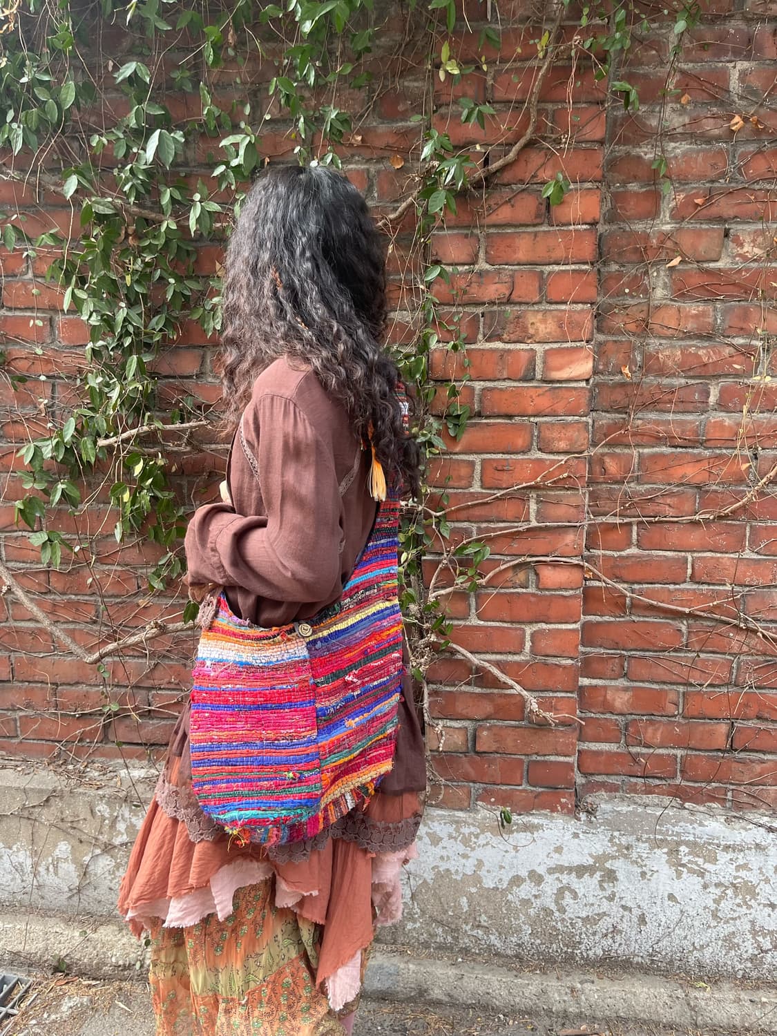 히피 무드 뜨개질 크로스백 상품이미지3