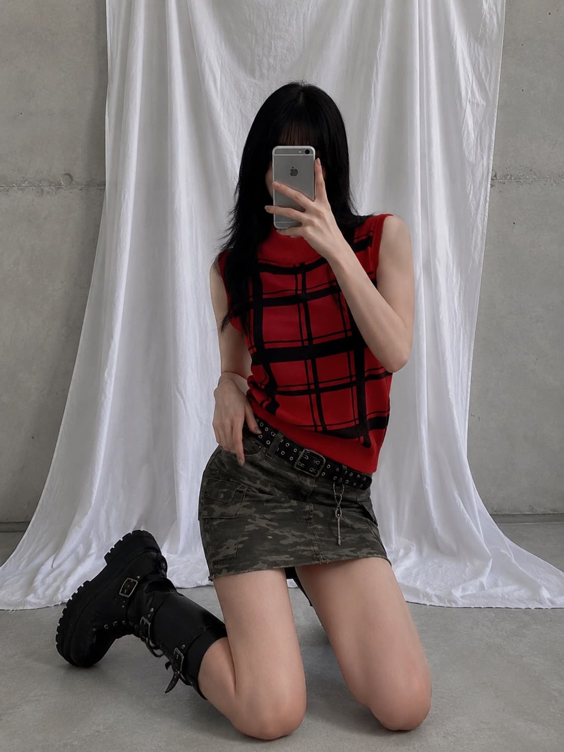 레드 블랙 체크 티셔츠 상품이미지1