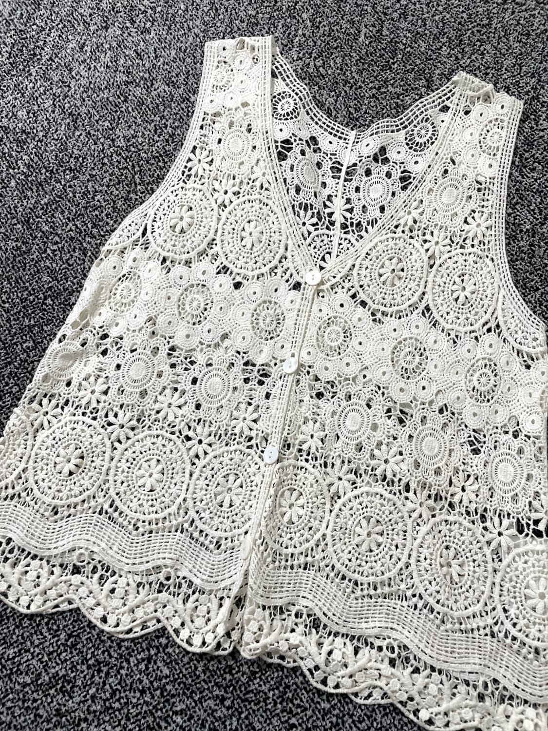 vinteちきゅ. C'est tout 크로셰 민소매 상의 모리걸 니트 상품이미지2