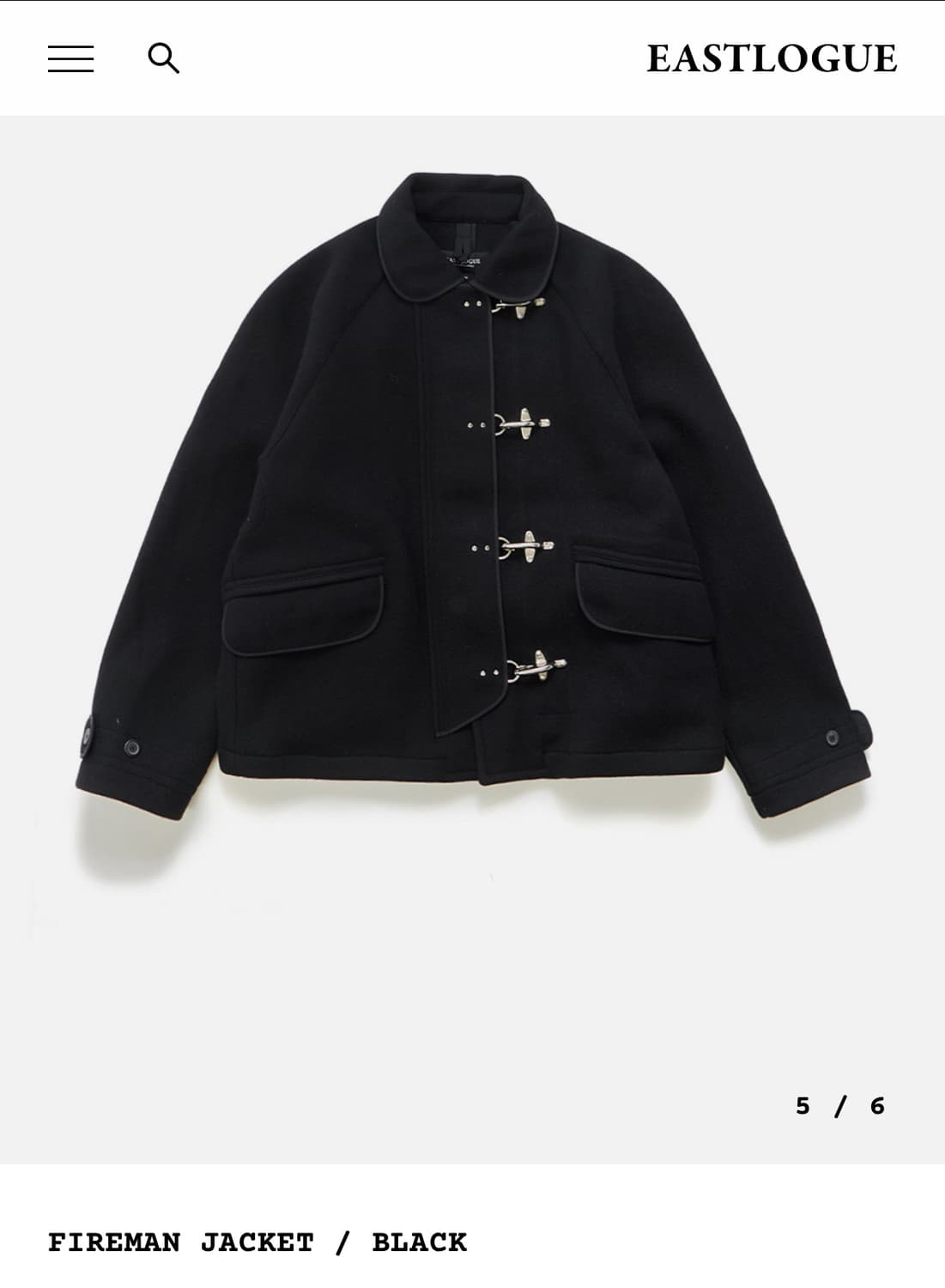 이스트로그 파이어맨 울 자켓 블랙 XL 상품이미지1