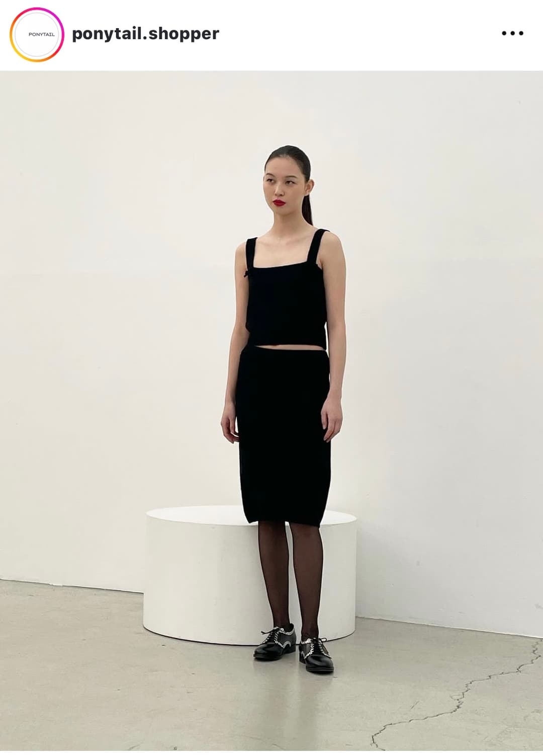 포니테일 기본 블랙 스커트 상품이미지1