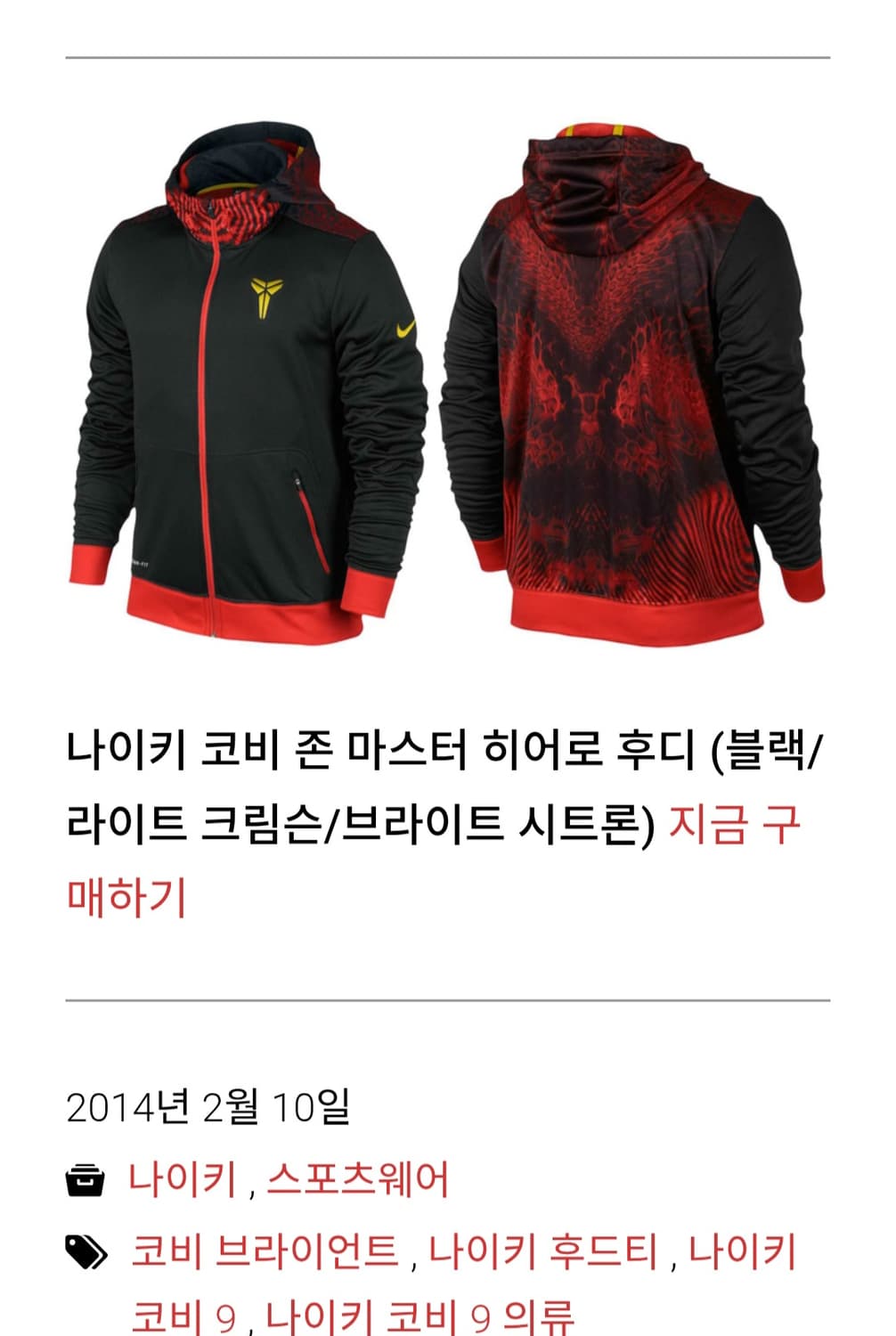 나이키 코비 존 마스터 히어로 후디 S 95 상품이미지8