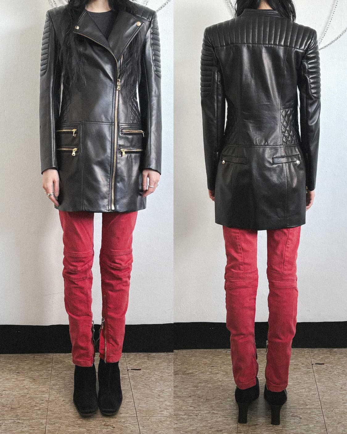 발망 라이더자켓 모티브 레더 미니 원피스 상품이미지1