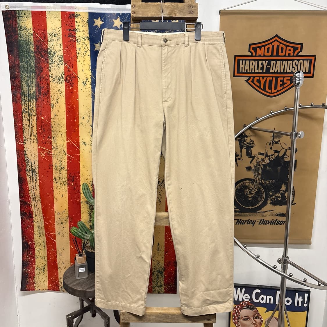 80~90s 폴로 랄프로렌 클래식 더블플리츠 베이지 치노팬츠 N766 상품이미지1