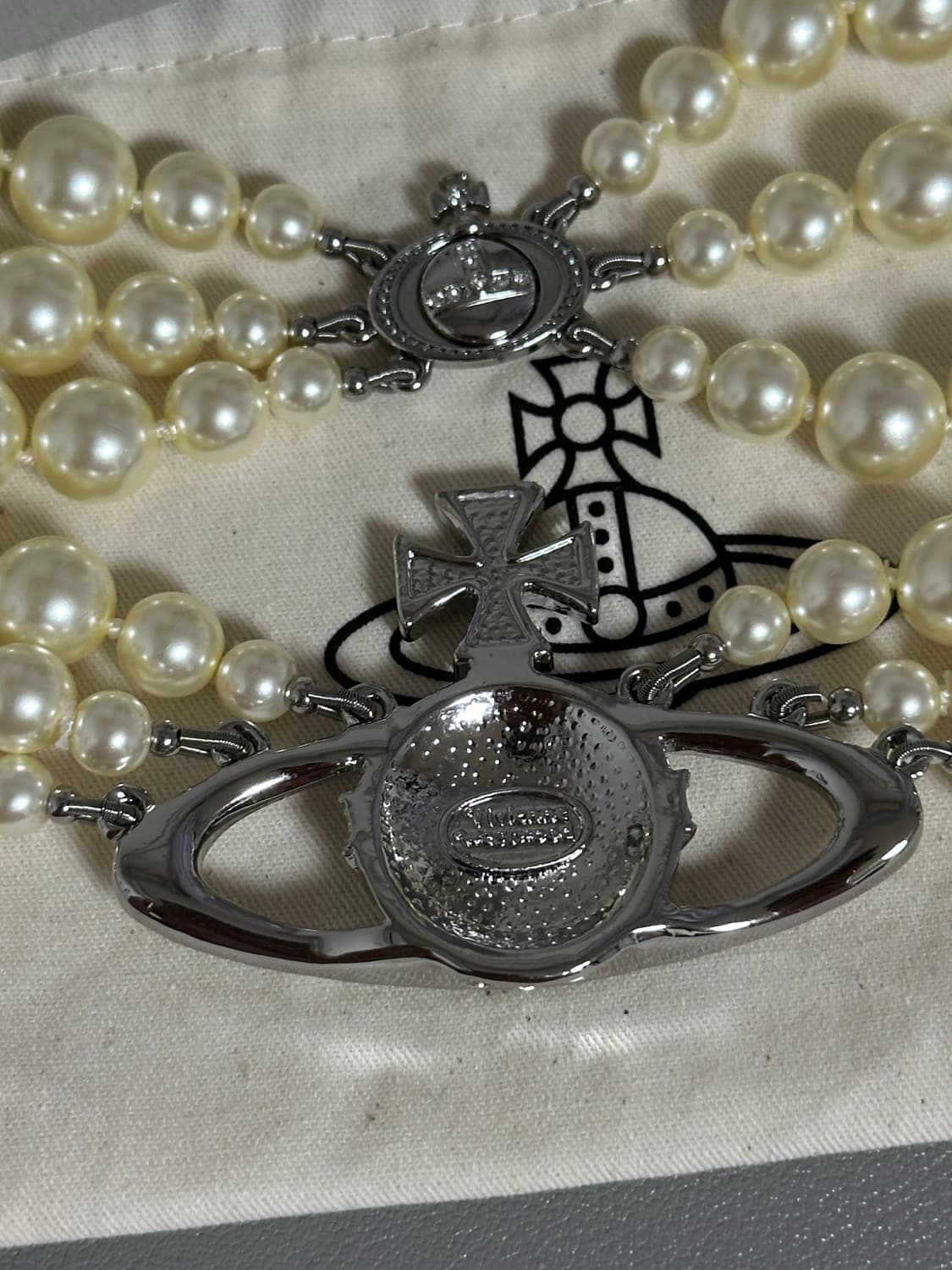 🤍비비안웨스트우드 쓰리로우 펄 바스 릴리프 초커🤍 상품이미지3