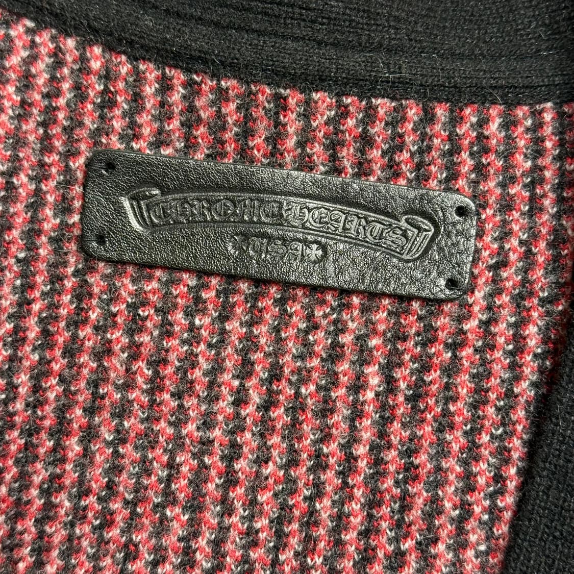 [XXL] 크롬하츠 CH 캐시미어 블랙&레드 크로스 플레이드 가디건 상품이미지4