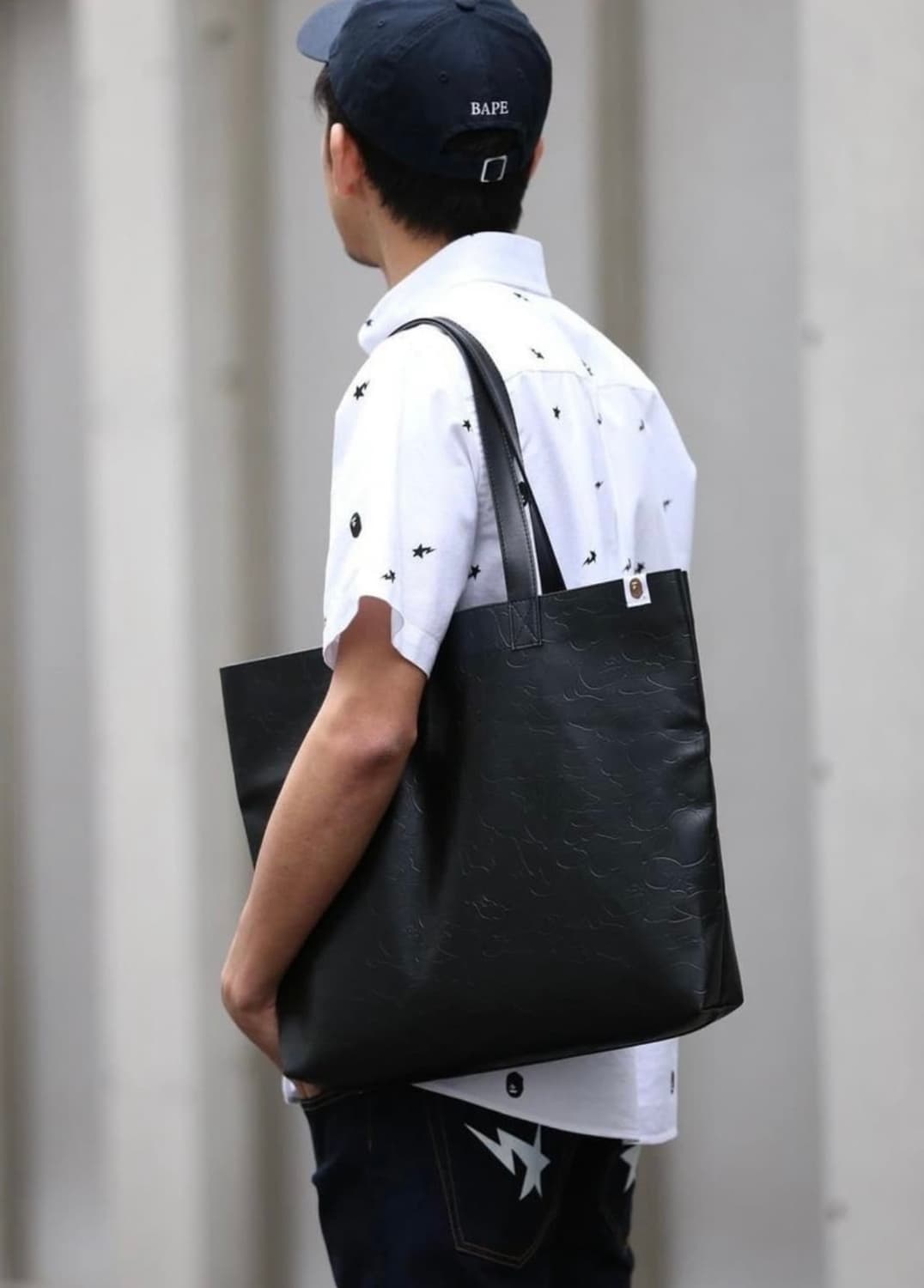 베이프 레더 에코백 잡지부록 가죽 토트백 숄더백 bape 상품이미지2